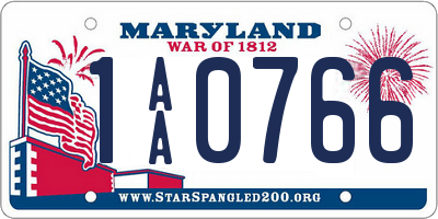 MD license plate 1AA0766