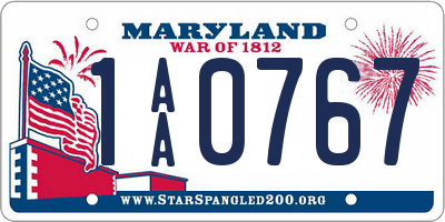 MD license plate 1AA0767