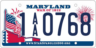 MD license plate 1AA0768