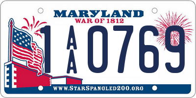 MD license plate 1AA0769