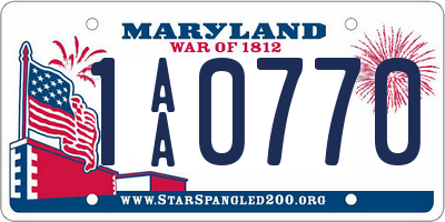 MD license plate 1AA0770