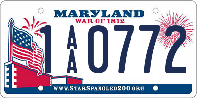 MD license plate 1AA0772