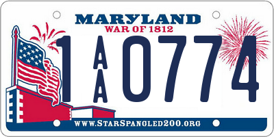 MD license plate 1AA0774