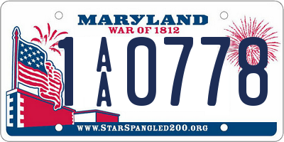 MD license plate 1AA0778