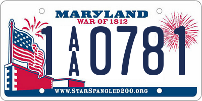 MD license plate 1AA0781