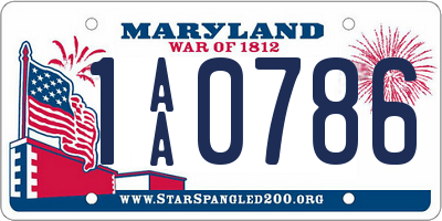 MD license plate 1AA0786