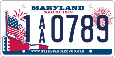 MD license plate 1AA0789