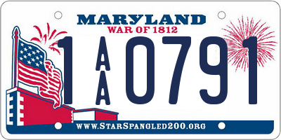 MD license plate 1AA0791