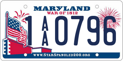 MD license plate 1AA0796