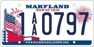 MD license plate 1AA0797