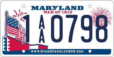 MD license plate 1AA0798