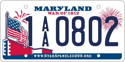 MD license plate 1AA0802