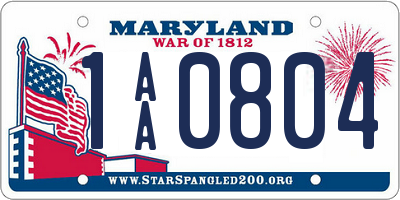 MD license plate 1AA0804