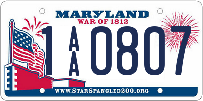 MD license plate 1AA0807