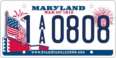 MD license plate 1AA0808