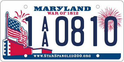 MD license plate 1AA0810