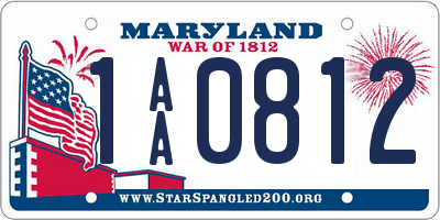 MD license plate 1AA0812