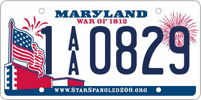 MD license plate 1AA0829