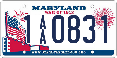 MD license plate 1AA0831