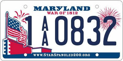 MD license plate 1AA0832