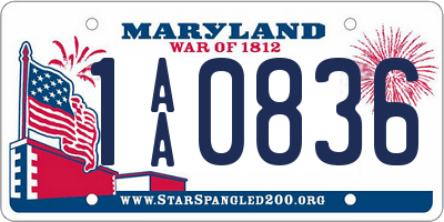 MD license plate 1AA0836