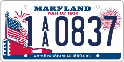 MD license plate 1AA0837