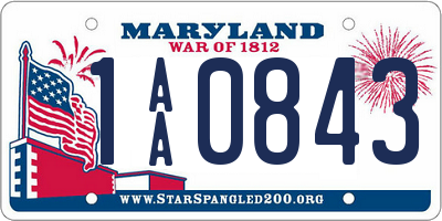 MD license plate 1AA0843