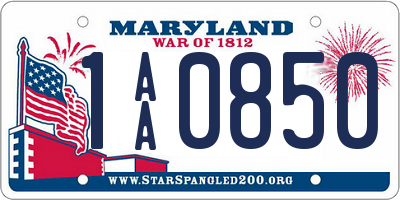 MD license plate 1AA0850