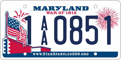 MD license plate 1AA0851