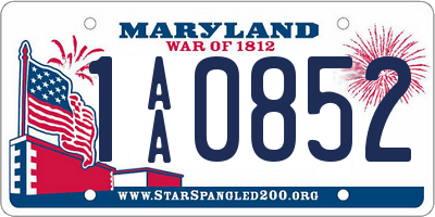 MD license plate 1AA0852