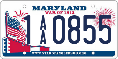 MD license plate 1AA0855