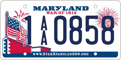 MD license plate 1AA0858