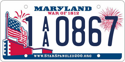 MD license plate 1AA0867