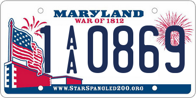 MD license plate 1AA0869