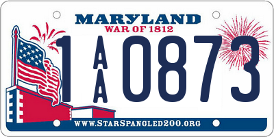 MD license plate 1AA0873