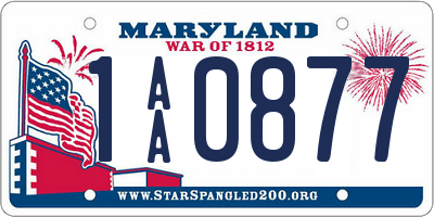 MD license plate 1AA0877