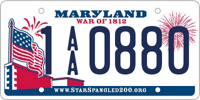 MD license plate 1AA0880