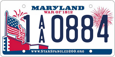 MD license plate 1AA0884