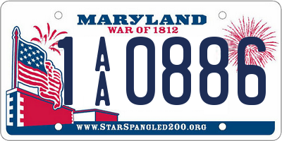 MD license plate 1AA0886