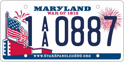 MD license plate 1AA0887