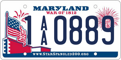 MD license plate 1AA0889