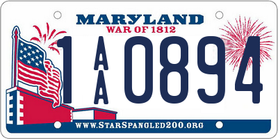 MD license plate 1AA0894