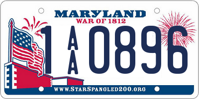 MD license plate 1AA0896