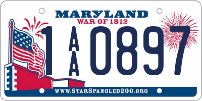 MD license plate 1AA0897