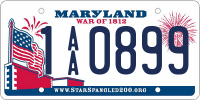 MD license plate 1AA0899