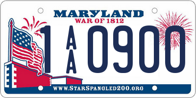 MD license plate 1AA0900