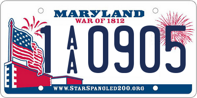 MD license plate 1AA0905