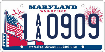 MD license plate 1AA0909