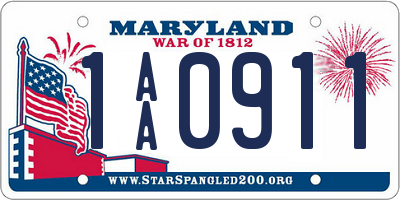 MD license plate 1AA0911