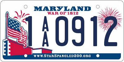 MD license plate 1AA0912